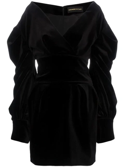 Alexandre Vauthier Off-the-shoulder Cotton-velvet Mini Dress In Black