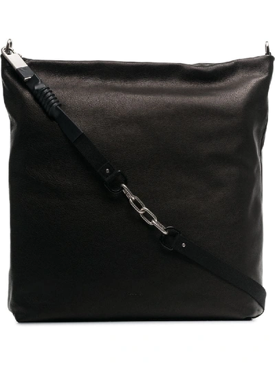 Rick Owens Leather Mail Shoulder Bag In Black