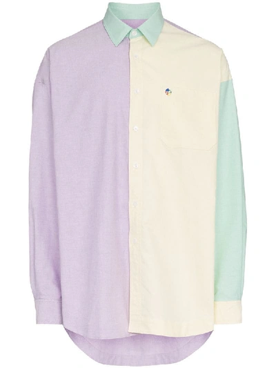 Ader Error Colour Block Cotton Shirt In Purple