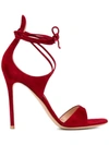 Gianvito Rossi Thin Ankle Strap Sandals In Burgundy