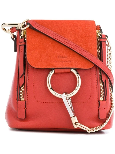 Chloé Faye Mini Leather Backpack In Red