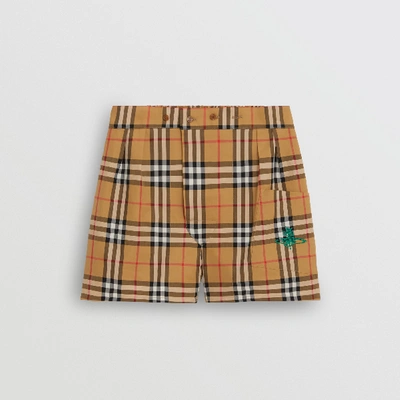 Burberry Vintage Check Cotton Boxer Shorts In Antique Yellow
