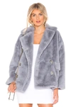 Free People Solid Kate Faux Fur Coat In Sky