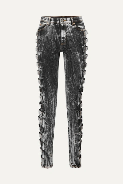 Gucci Marble-wash Cotton Skinny Jeans In Black Multi