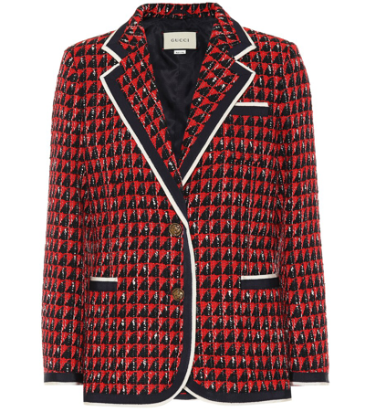 Gucci Geometric Tweed Jacket In Black