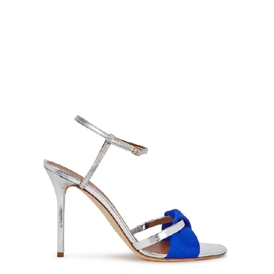 Malone Souliers Terry Satin And Leather Stiletto Sandals In Silver