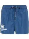 Dolce & Gabbana Crown Logo Swimming Trunks In Blue