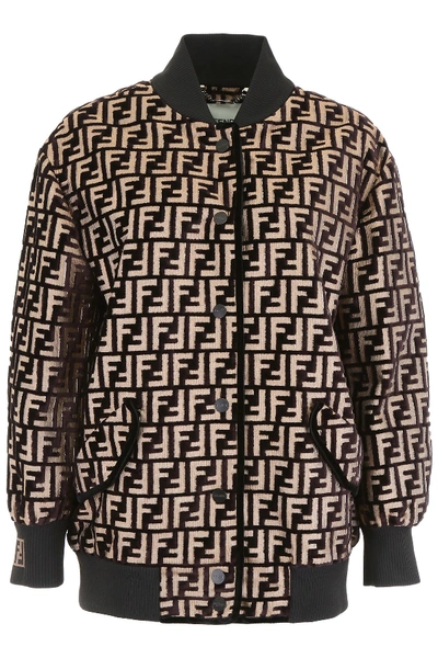 フェンディ ジャケット Fendi Velvet Bomber Jacket With Ff Logo In Black Mud | ModeSens