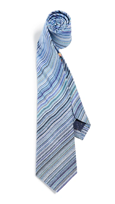 Paul Smith Narrow Multistripe Tie In Blue Multi Stripe