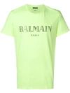 Balmain Logo Printed T-shirt In Fluo Yellow + Black