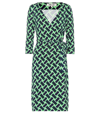 Diane Von Furstenberg Carla Printed Long-sleeve Wrap Dress In Green