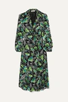 Diane Von Furstenberg Phoenix Floral-print Georgette Wrap Dress In Tiger Lily Black