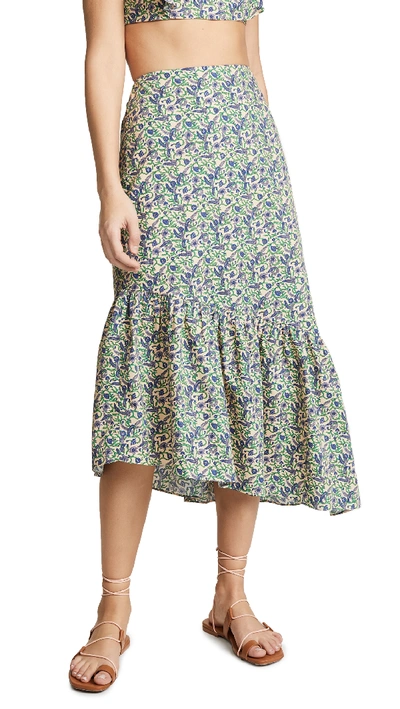 6 Shore Road Floral Skirt In Green Vines