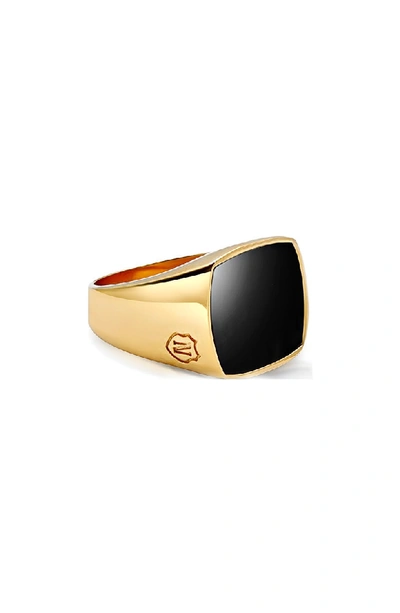 Nialaya Onyx Cocktail Ring In Gold/ Black