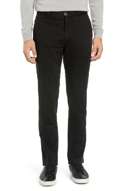 Bugatchi Garment Dye Flat Front Straight Leg Chino Pants In Caviar