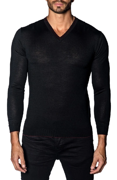 Jared Lang Trim Fit V-neck Sweater In Black