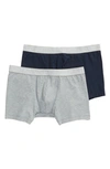 Hanro Cotton Essentials 2-pack Boxer Briefs In Light Melange