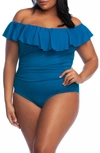 La Blanca Off The Shoulder One-piece Swimsuit In Marina