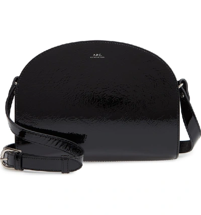 Apc Sac Demilune Leather Crossbody Bag In Noir