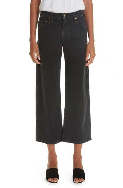 Khaite Wendell Wide Leg Crop Jeans In Stoned Black