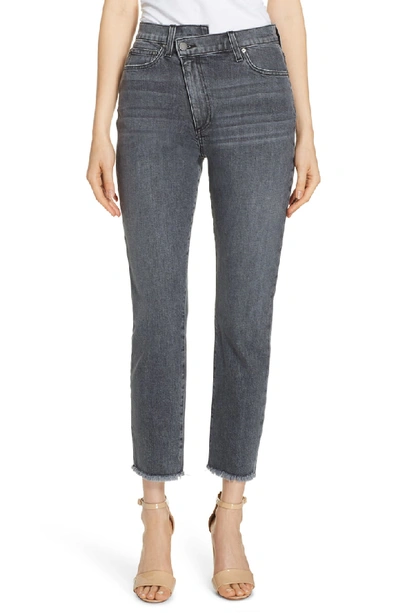 Alice And Olivia Amazing Asymmetrical Slim Straight Jeans In Night Walk