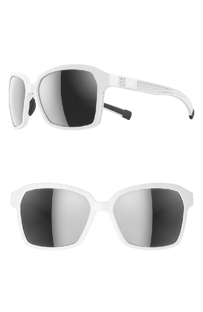 Adidas Originals Aspyr 3df 58mm Mirrored Sunglasses In White/ Chrome
