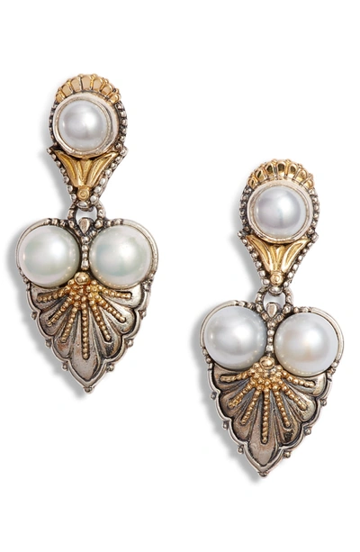 Konstantino Thalia Pearl Heart Drop Earrings In Silver/ Pearl