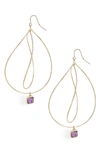 Elise M Viola Wave Crystal Drop Earrings In Gold/ Amethyst