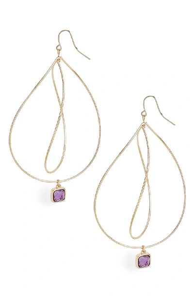 Elise M Viola Wave Crystal Drop Earrings In Gold/ Amethyst