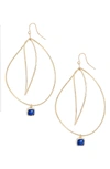 Elise M Viola Wave Crystal Drop Earrings In Gold/ Lapis
