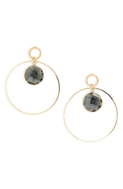 Elise M Crystal Hoop Earrings In Gold/ Grey