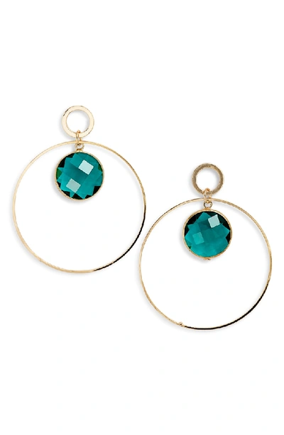 Elise M Crystal Hoop Earrings In Gold/ Emerald