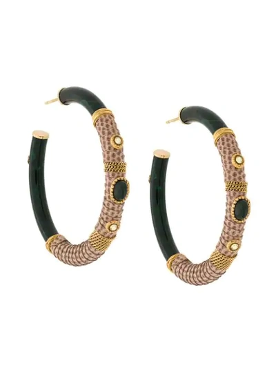 Gas Bijoux Comporta Genuine Snakeskin Wrapped Hoop Earrings In Gold