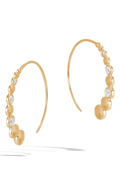 John Hardy 18k Yellow Gold Dot Hammered Small Hoop Earrings With Diamond Pave In White/gold