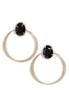 Serefina Crystal Hoop Earrings In Black/ Gold