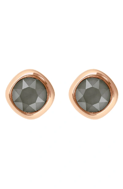 Adore Soft Square Stone Stud Earrings In Rose Gold Plated