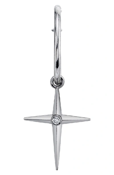 Sheryl Lowe Bezel Cross Hoop Earrings In Sterling Silver