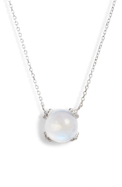 Anzie Dew Drop Cluster Moonstone Pendant Necklace In Silver