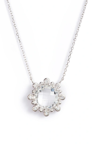 Anzie Dew Drop White Topaz Pendant Necklace In Silver