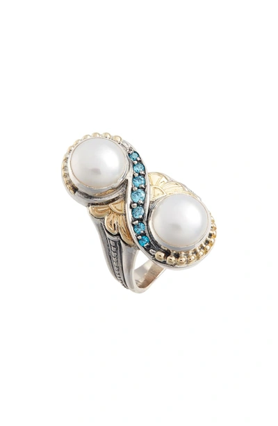 Konstantino Thalia Double Pearl Ring In Silver/ Pearl