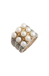 Konstantino Thalia Multi-pearl Grid Ring In Silver/ Pearl
