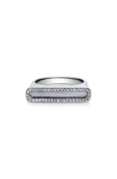 Sheryl Lowe Pavé Diamond Frame Bar Ring In Sterling Silver