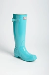 Hunter Original High Gloss Waterproof Boot In Mint