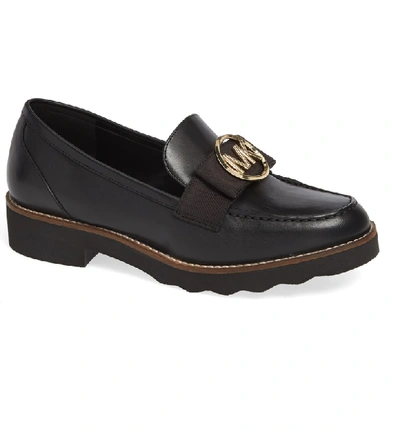 Michael Michael Kors Aden Loafer In Black Vachetta Leather