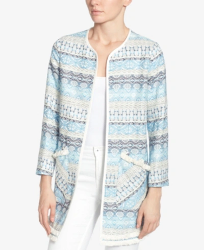Catherine Catherine Malandrino Pip Tapestry Open Front Jacket In Blue
