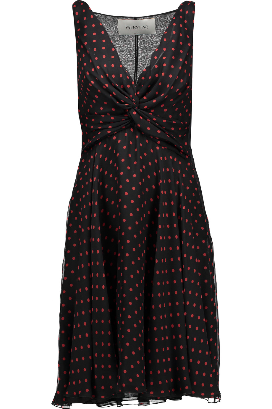 Valentino Twist-front Polka-dot Silk-chiffon Dress | ModeSens