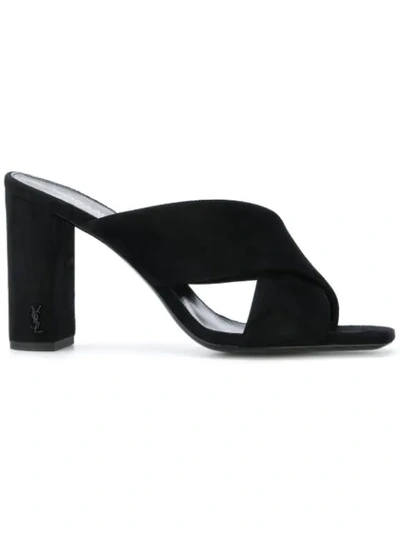 Saint Laurent Loulou Cross Strap Mule In Black