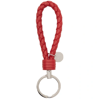 Bottega Veneta Red Intrecciato Loop Keychain In 6411-red