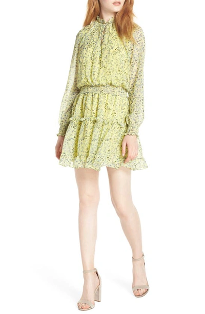 Nsr Emma Floral Print Ruffle Dress In Yellow Floral