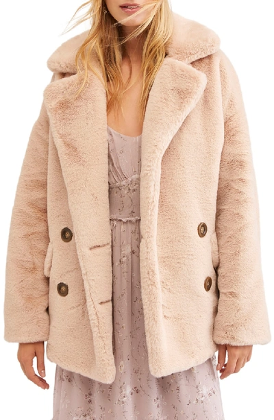 Free People Kate Faux Fur Coat In Rose
